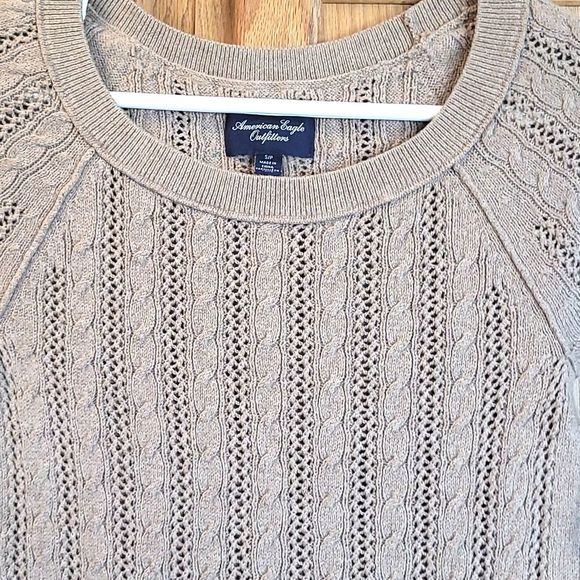 American Eagle Aztec Cable Knit Sweater Tribal Textured Boat Neck Dressy Casual - Picture 11 of 16